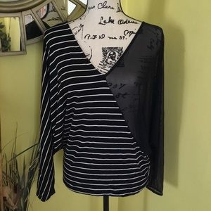 Wilster Black Striped & Sheer Top